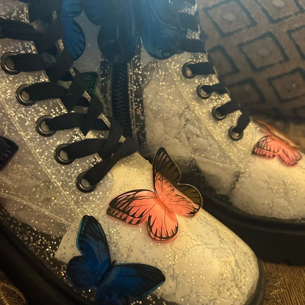 Terrarium 3D Butterfly Combat Boots - Picture 2 of 5